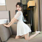 Crystal Bow Mesh Princess Mini Dress - kawaii-inspired outfit in pastel colors - 95625126