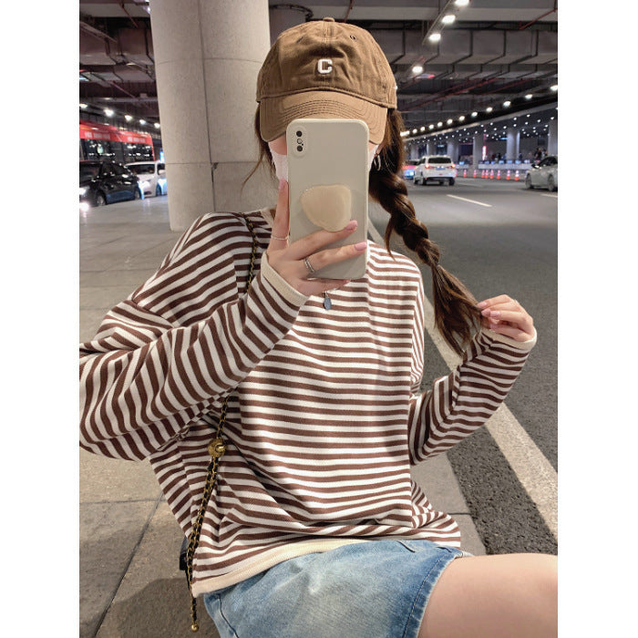 Striped Oversized K-Fashion Sweatshirt