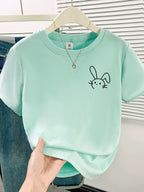 Simple Cute Rabbit Short-Sleeve Tee - kawaii-inspired outfit in pastel colors - 46944410