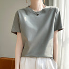 Mercerized Cotton Slim-Fit Women’s Tee - kawaii-inspired outfit in pastel colors - 15746164