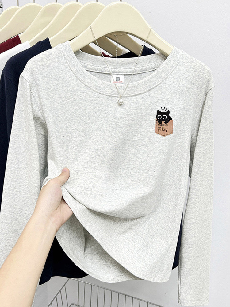 Cute Cat Print Korean Short Sleeve T-Shirt