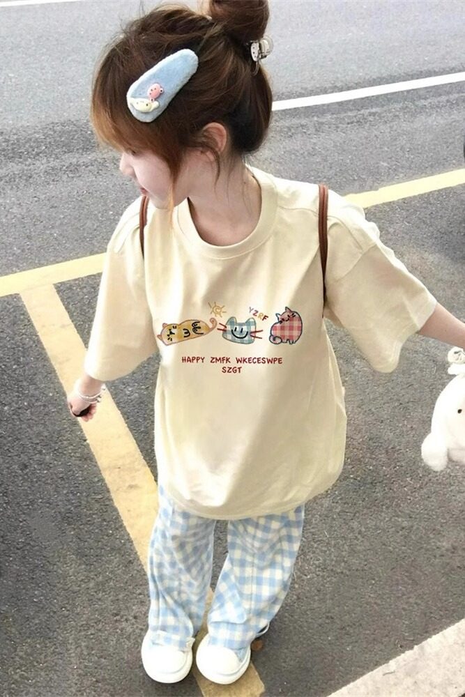 Dopamine Cartoon Cotton Summer T-Shirt