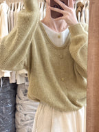 Japanese Sweet Faux Two-Piece Cardigan - kawaii-inspired outfit in pastel colors - 29770015