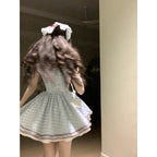 French Pastoral Square Neck Summer Dress - kawaii-inspired outfit in pastel colors - 24592854