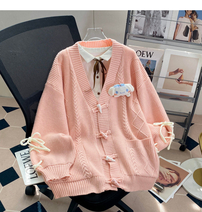 Lazy Japanese Collegiate Knit Cardigan - kawaii-inspired outfit in pastel colors - 52552294