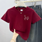 Simple Cute Rabbit Short-Sleeve Tee - kawaii-inspired outfit in pastel colors - 39317822
