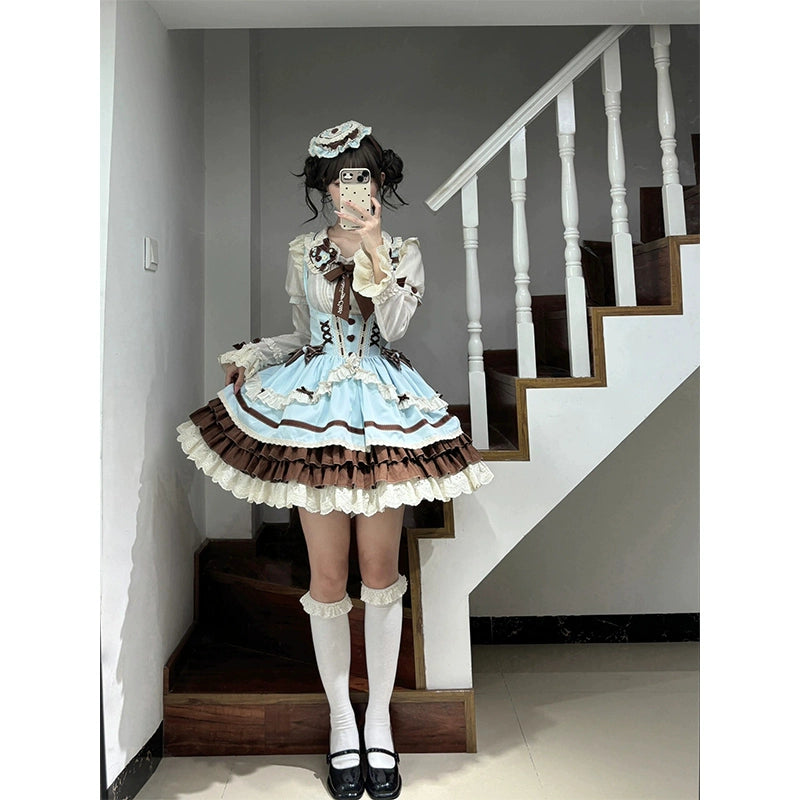 Mint Chocolate Café JSK + Blouse Set