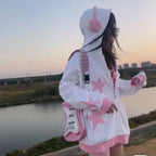 Star Patch Oversized Kawaii Hoodie - kawaii-inspired outfit in pastel colors - 79390502