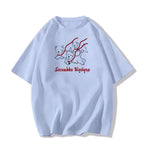 Cotton White Loose Graphic Dog T-Shirt - kawaii-inspired outfit in pastel colors - 71374540
