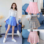 Pastel Plaid Pleated Mini Skirt - kawaii-inspired outfit in pastel colors - 47938443