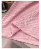 Pink Knit Top & Lace Trim Skirt Set - kawaii-inspired outfit in pastel colors - 79070558