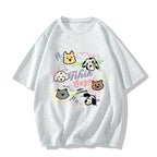Creamy Cartoon Dog Graphic Tee - kawaii-inspired outfit in pastel colors - 69854347