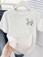Simple Cute Rabbit Short-Sleeve Tee - kawaii-inspired outfit in pastel colors - 47431646