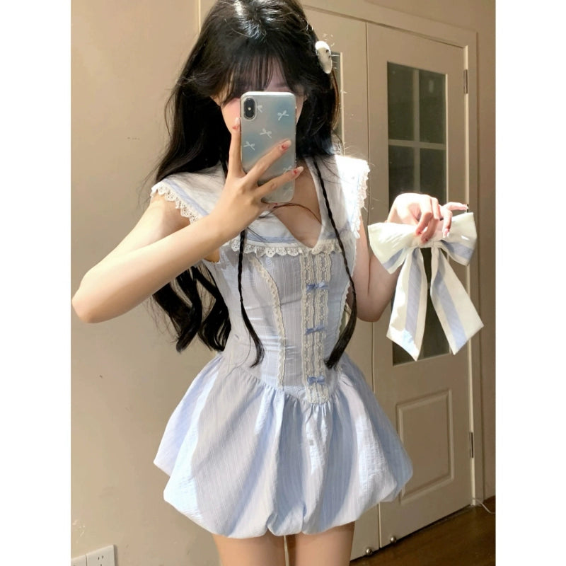 Ice-Cream Sweet Navy-Collar Mini Dress