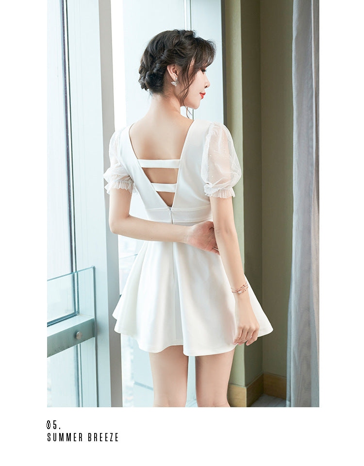 Crystal Bow Mesh Princess Mini Dress