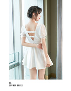Crystal Bow Mesh Princess Mini Dress - kawaii-inspired outfit in pastel colors - 5690907