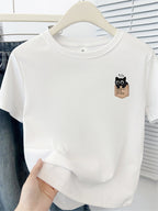 Cute Cat Print Korean Short Sleeve T-Shirt - kawaii-inspired outfit in pastel colors - 5596550