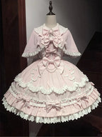 Pink Heart Princess Lolita Dress & Cape Set - kawaii-inspired outfit in pastel colors - 58300476