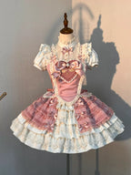 Pink Ribbon Lolita Corset Set - kawaii-inspired outfit in pastel colors - 67834656