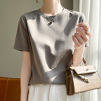 Mercerized Cotton Slim-Fit Women’s Tee - kawaii-inspired outfit in pastel colors - 73734395