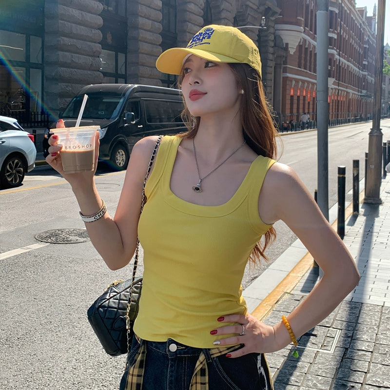 Summer Plus-Size Stretch Ribbed Camisole