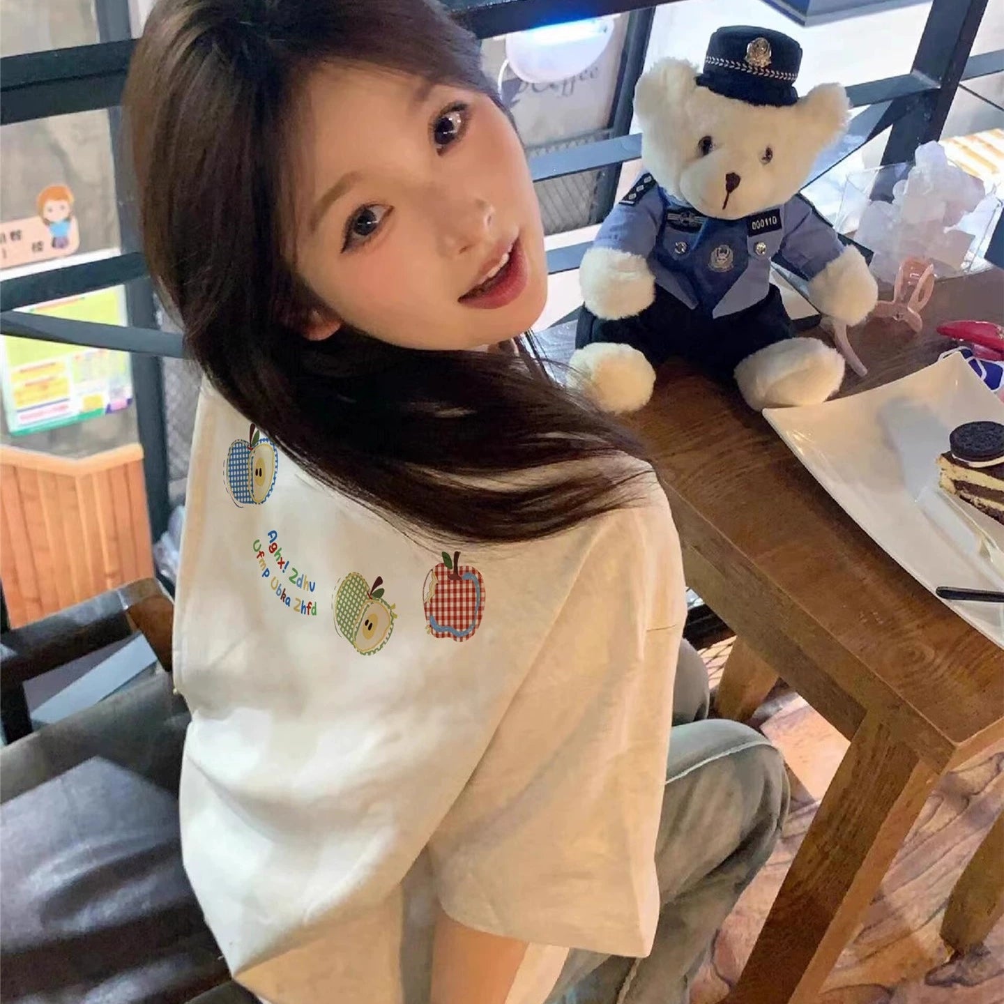 Summer Cotton Apple Graphic T-Shirt