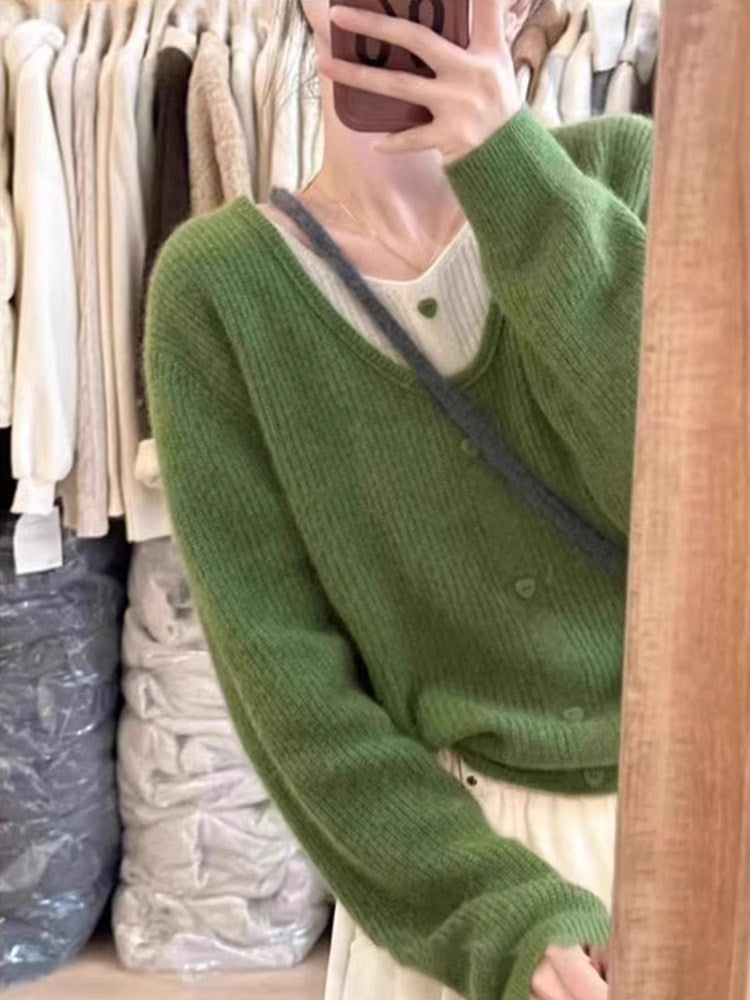 Japanese Sweet Faux Two-Piece Cardigan