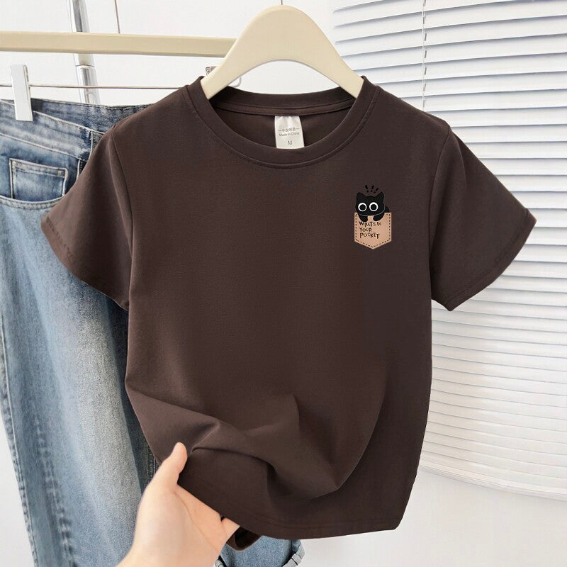 Cute Cat Print Korean Short Sleeve T-Shirt