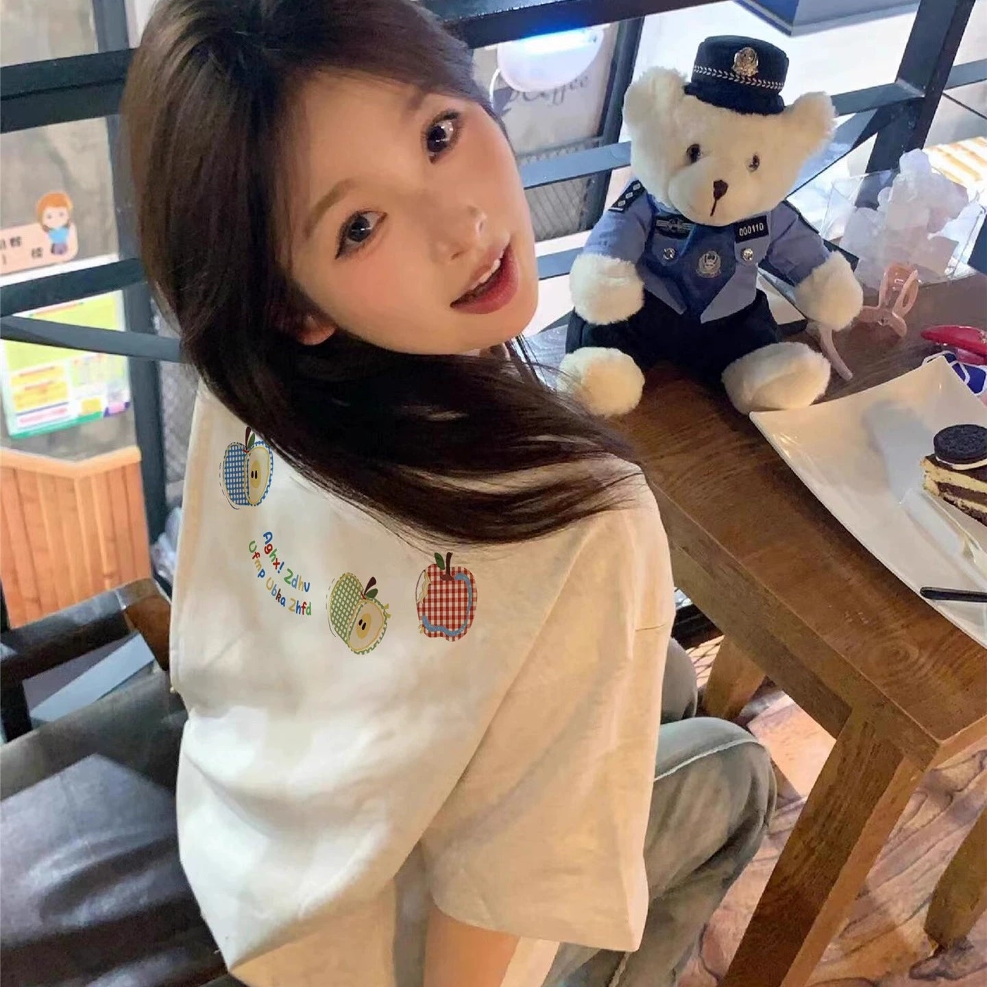 Summer Cotton Apple Graphic T-Shirt