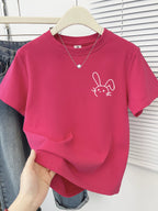 Simple Cute Rabbit Short-Sleeve Tee - kawaii-inspired outfit in pastel colors - 49788819