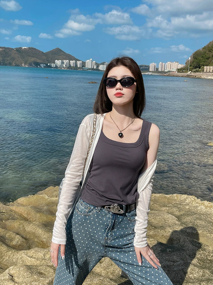 Summer Plus-Size Stretch Ribbed Camisole