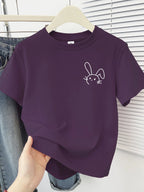 Simple Cute Rabbit Short-Sleeve Tee - kawaii-inspired outfit in pastel colors - 71094315