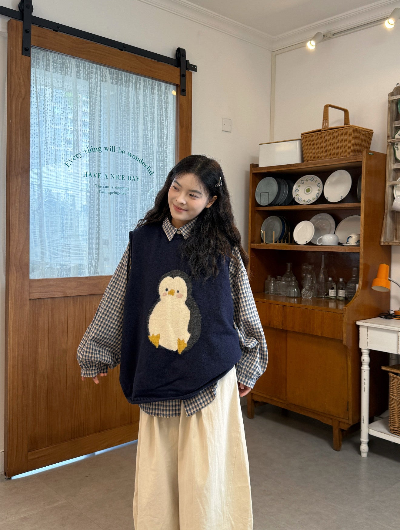 Japanese Cartoon Embroidery Knitted Vest