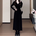 Purple Pinch-Waist Knit Long Dress - kawaii-inspired outfit in pastel colors - 60175806