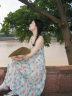 Pastel Tulip Chiffon Maxi Sundress - kawaii-inspired outfit in pastel colors - 89653611