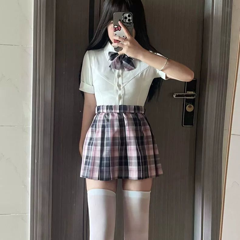 JK Waist Shirt & Pleated Skirt Set