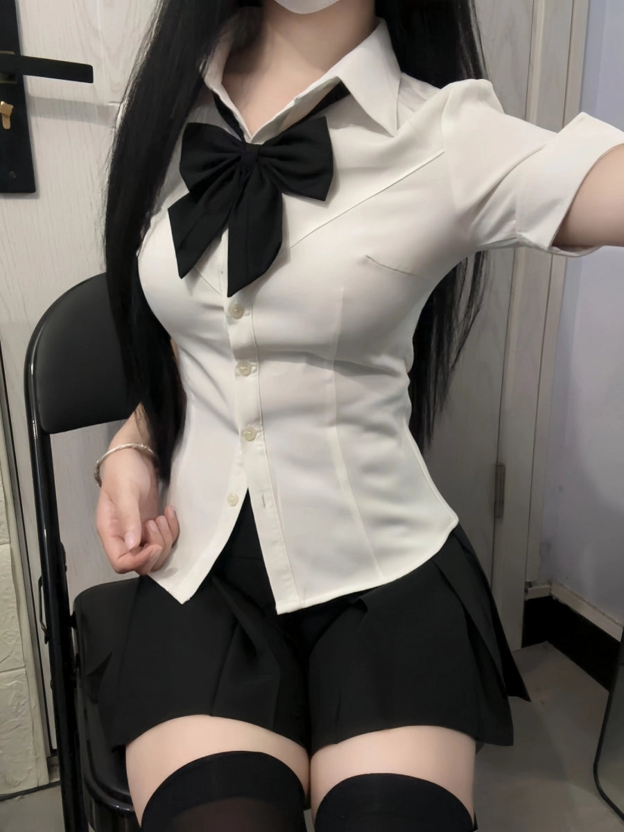 JK Waist Shirt & Pleated Skirt Set