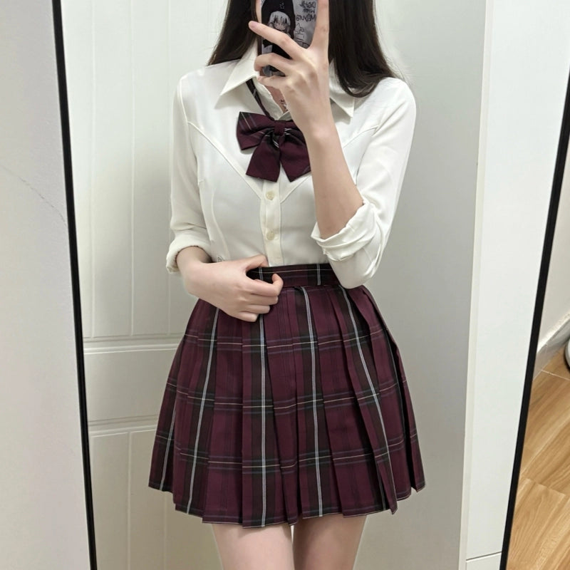 JK Waist Shirt & Pleated Skirt Set