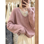 Japanese Sweet Faux Two-Piece Cardigan - kawaii-inspired outfit in pastel colors - 76667196