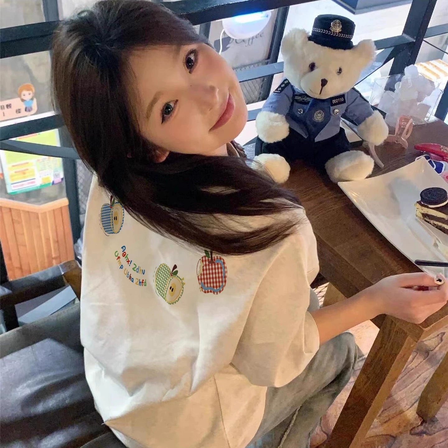 Summer Cotton Apple Graphic T-Shirt