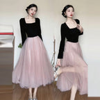 French Long Sleeve Princess Dress - kawaii-inspired outfit in pastel colors - 6405672
