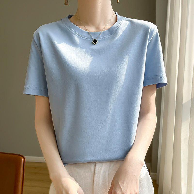 Mercerized Cotton Slim-Fit Women’s Tee - kawaii-inspired outfit in pastel colors - 33636543