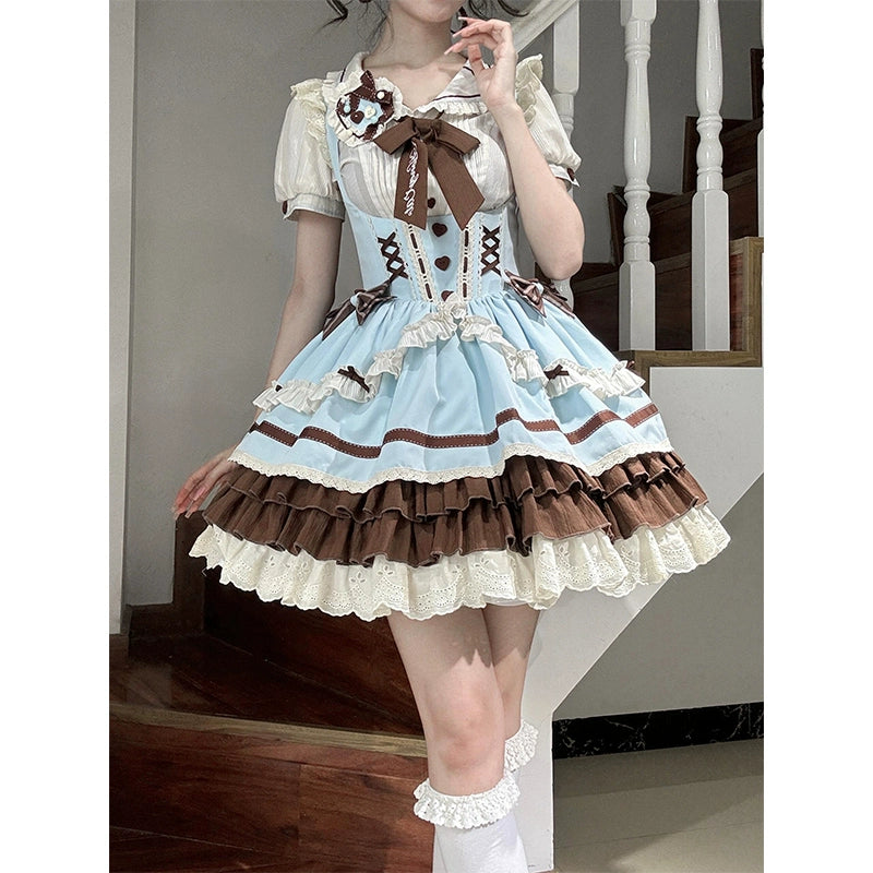Mint Chocolate Café JSK + Blouse Set