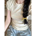 Milky Bunny Slim Summer Short-Sleeve Tee - kawaii-inspired outfit in pastel colors - 56453138