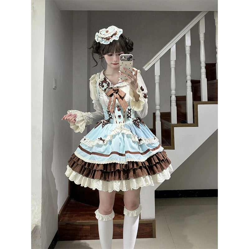 Mint Chocolate Café JSK + Blouse Set