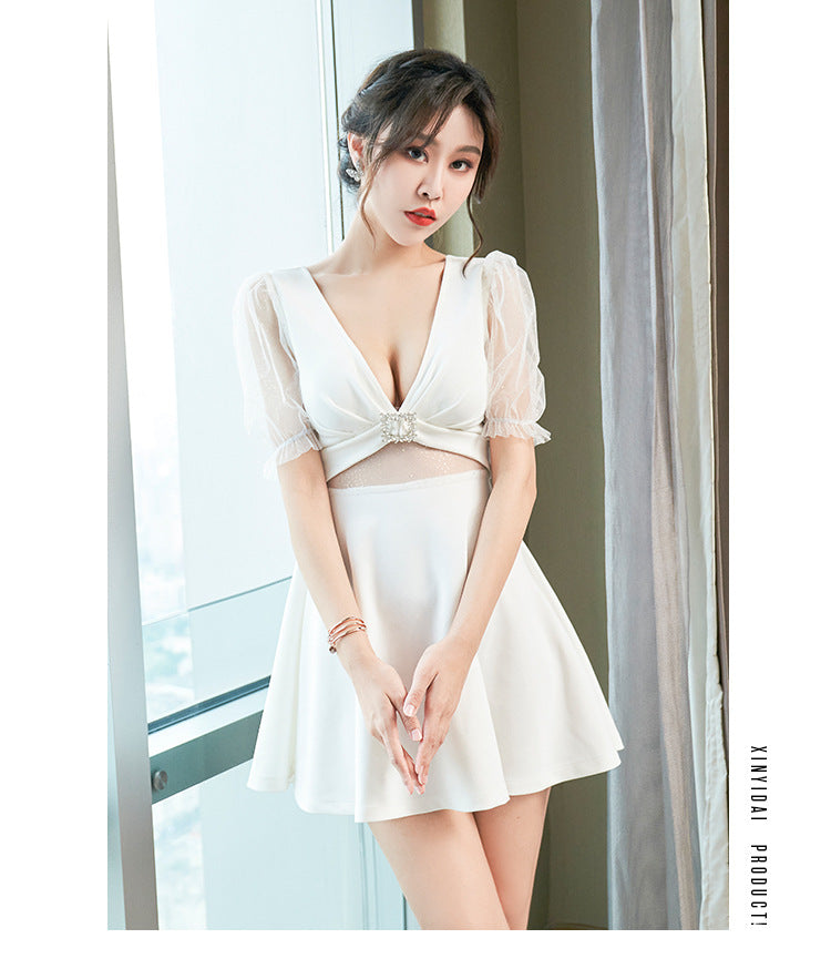 Crystal Bow Mesh Princess Mini Dress