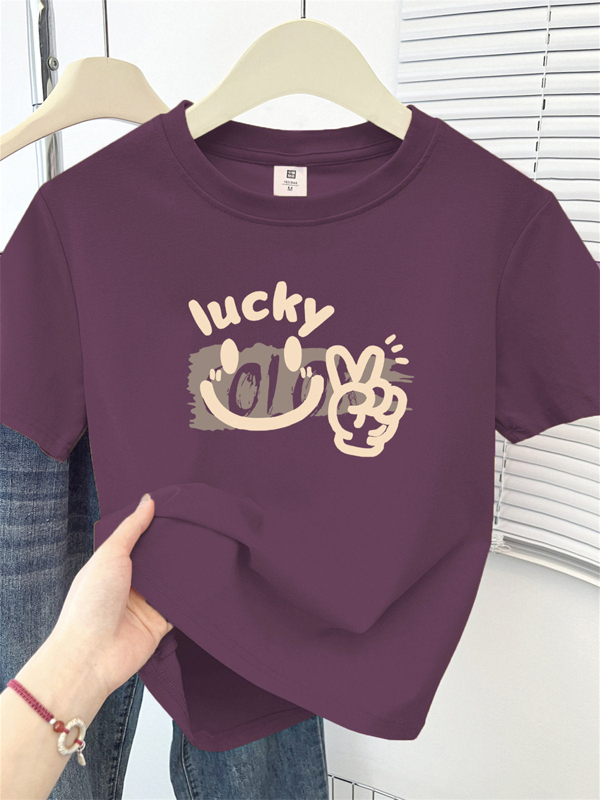 Cute Cartoon Shoulder Print Short Sleeve Tee