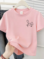 Simple Cute Rabbit Short-Sleeve Tee - kawaii-inspired outfit in pastel colors - 85962910