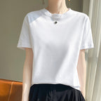 Mercerized Cotton Slim-Fit Women’s Tee - kawaii-inspired outfit in pastel colors - 24492652