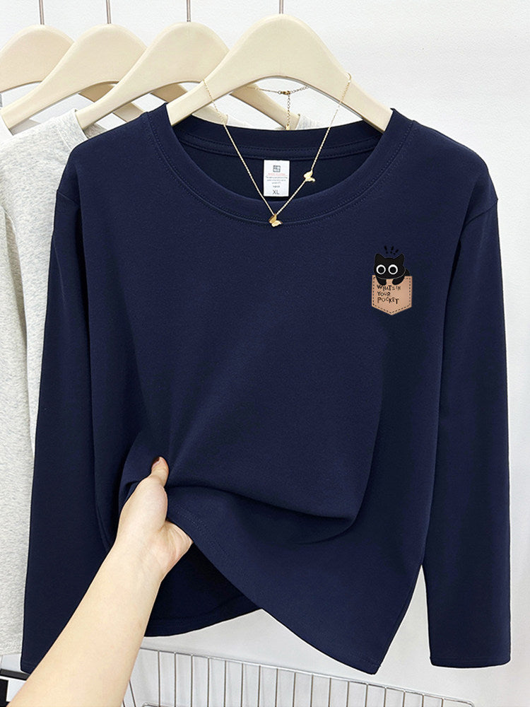 Cute Cat Print Korean Short Sleeve T-Shirt